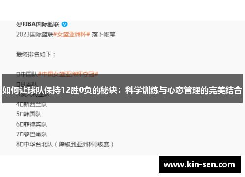 如何让球队保持12胜0负的秘诀：科学训练与心态管理的完美结合